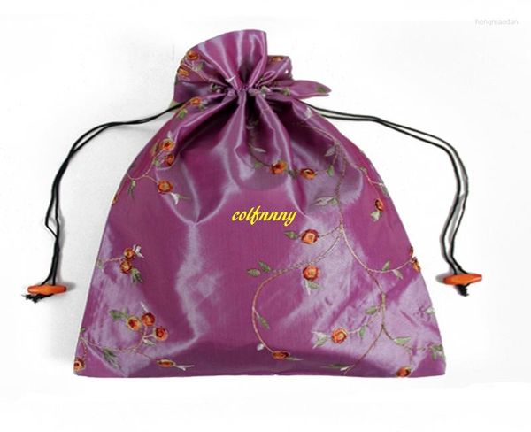 Sacos de armazenamento 200pcs / ot 27x36cm portátil chinês artesanal bordado floral seda sapato cordão bolsa de viagem