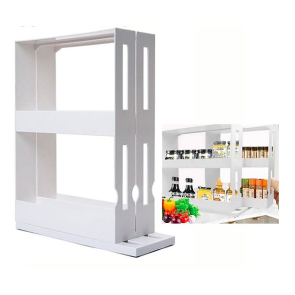 Otra organización de almacenamiento de cocina Gabinete Caddy Estante de especias blanco Organizador de estante de especias extraíble y giratorio Organizador de 2 estantes de dos pisos 230830