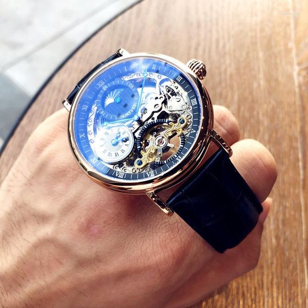 Relojes de pulsera Reloj mecánico automático hueco Tourbillon Moda única de moda para hombres