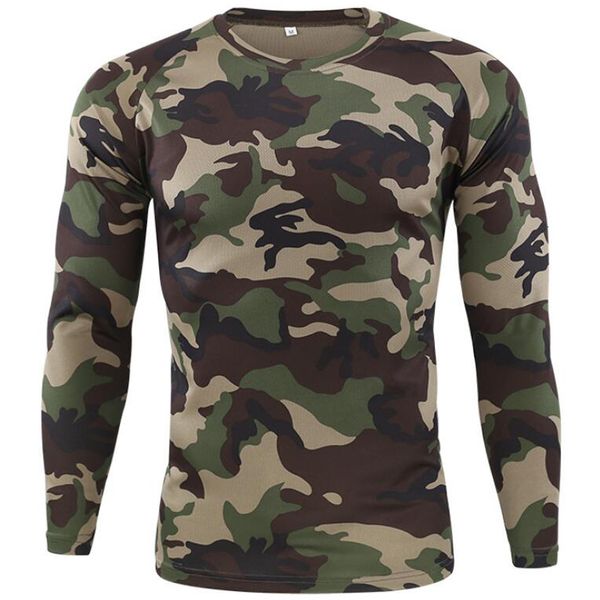 T-shirt da uomo T-shirt a maniche lunghe da uomo T-shirt tattica militare mimetica esterna T-shirt mimetica ad asciugatura rapida T-shirt da caccia per campeggio 230830