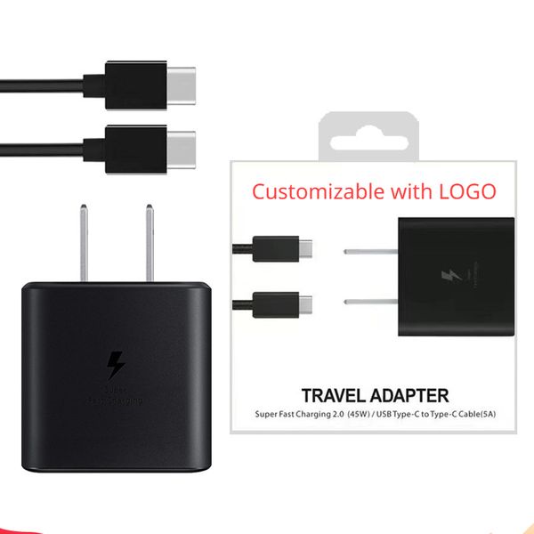 Carregador de parede PD 25W 45W tipo C USB-C Adaptador de carregamento super rápido com cabo tipo C para smartphones Android Samsung Galaxy S21 S20 Note 20 Note 10