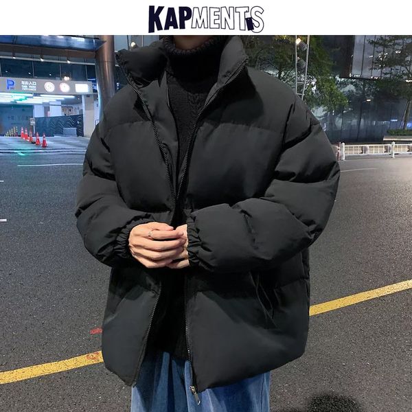 Мужская пухлая Parkas Kapments Y2K Harajuku Solid Warm Winter Puffer Jackt