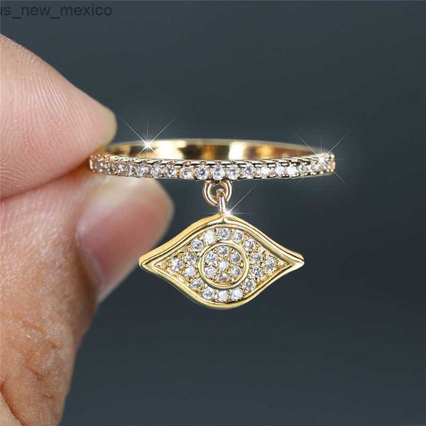 Anéis de banda vintage ouro prata cor anel de noivado hip hop grande olho pingente anel feminino luxo anéis brancos para mulheres jóias r230831