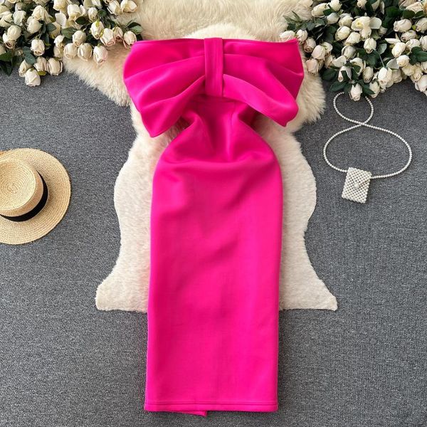 Lässige Kleider Sexy trägerloses Schmetterlingsabendkleid Koreanische Mode Slim Wrap Eleganter Geburtstag Vestido Sommer Frauen