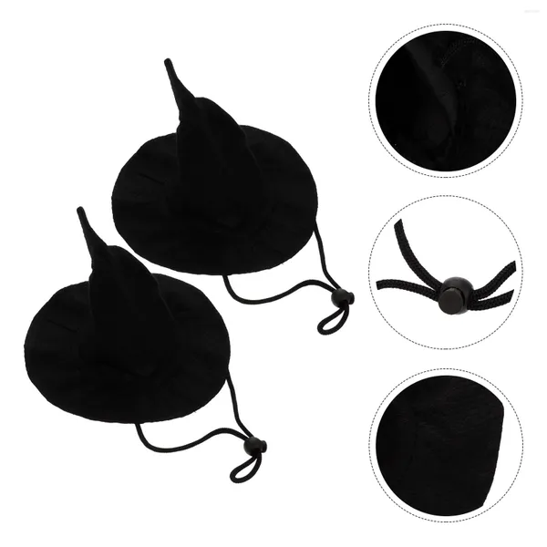 Vestuário para cães 2 PCS Pet Pointed Hat Costume Caps Halloween Neck Ornaments Roupas Poliéster Cat Acessório