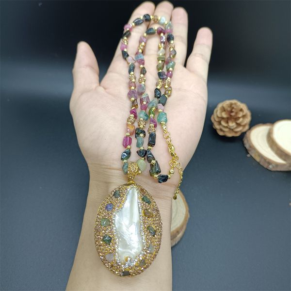 Pingente colares natural barroco pérola turmalina colar personalidade feminina moda simples luz luxo senhora roupas combinando jóias 230831