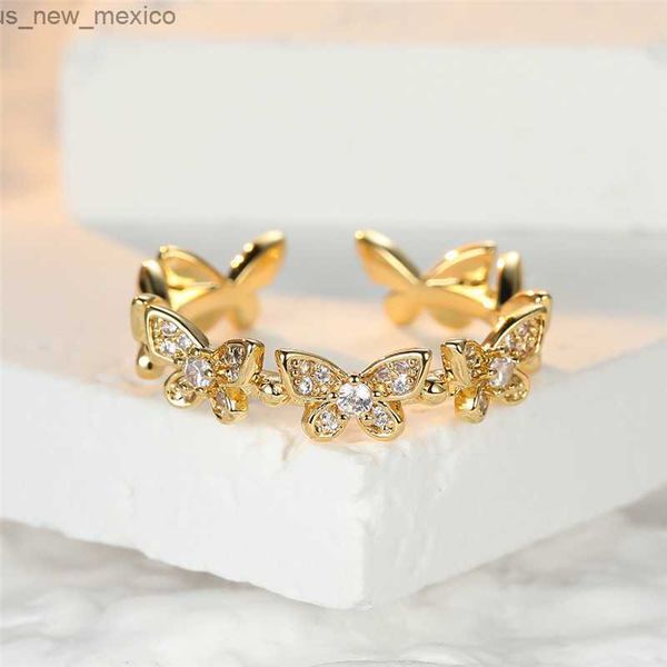 Bandringe Tier Öffnen verstellbarer Ring Mode Gold Silber Farbe Ehering weibliche süße kleine Schmetterlingsringe für Frauen Schmuck R230831