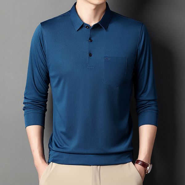 Mens Polos Spring и осенний сезон с длинными рукава