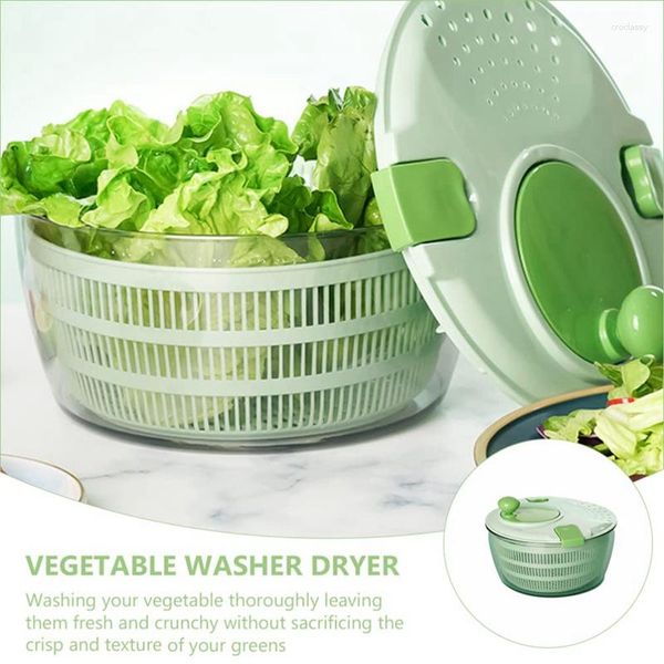 Pratos de salada verdes manual secador legumes frutas secas tigela lavagem vegetal apto para porções alface espinafre