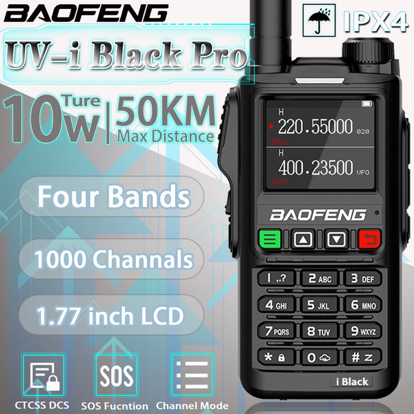 Walkie Talkie Baofeng Uv18 I Black Pro Model 4 Bands 1000 Channel Professional Long Draile Radio VHF UHF 200260 230830