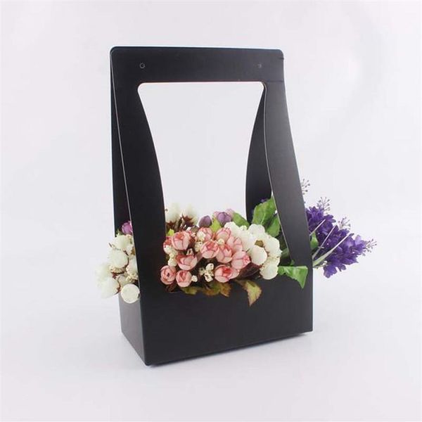 Novo papel de embrulho de flores caixa de presente portátil dobrável embalagem retangular cesta de flores decoração de casa suprimentos de festa 2534