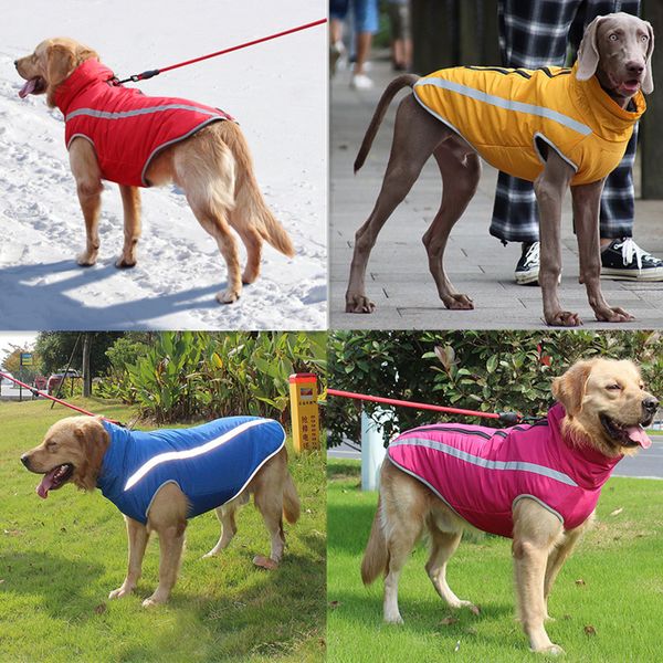 Köpek giyim büyük köpek ceket kış sıcak su geçirmez köpek giysileri evcil ceket polar kalınlaşmış yün yüksek değerli yansıtıcı tasarım açık hava şarjı 230830