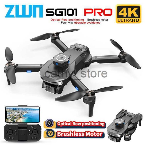 Simuladores ZWN SG101Pro Mini RC Drone com câmera profissional 4K HD Motor sem escova para evitar obstáculos Quadcopter Toy Gift VS Z908Pro Dron x0831 x0901