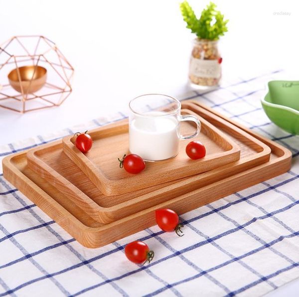 Piatti giapponesi in legno fai da te artigianali colazione snack pane legno creativo vassoio da tè quadrato piatto da tavolo occidentale SN758