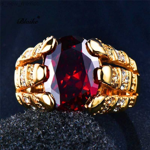 Anéis de banda feminino masculino anel vermelho tamanho 6-12 para mulheres homens vintage casal anéis luxo ouro cor cristal jóias r230831