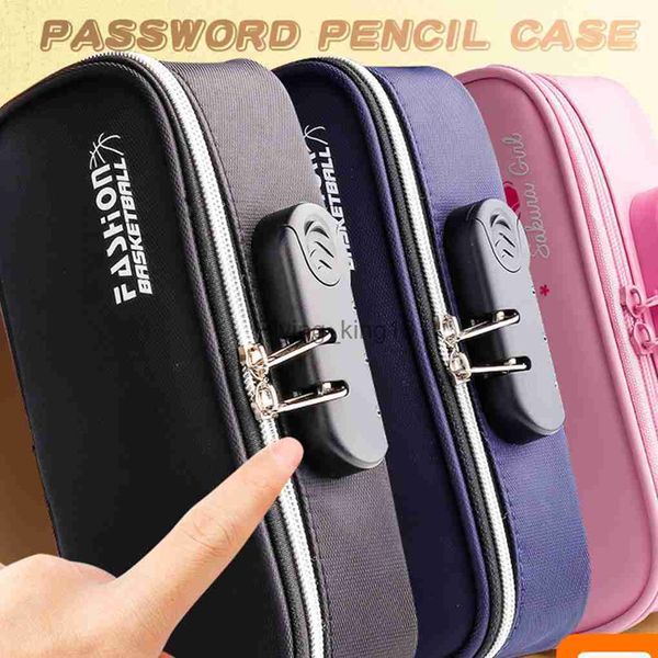 Astucci per matite Astuccio per matite portatile di grande capacità Astuccio per matite con blocco password Astuccio per matite in tela per ragazza ragazzo Astuccio per penne per bambini Cancelleria per studenti HKD230831