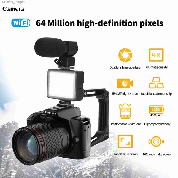 Camcorders New 6400-мегапиксель высокой четкости Wi-Fi Digital Camera 4K Dual Night Vision DV DSLR Q230831