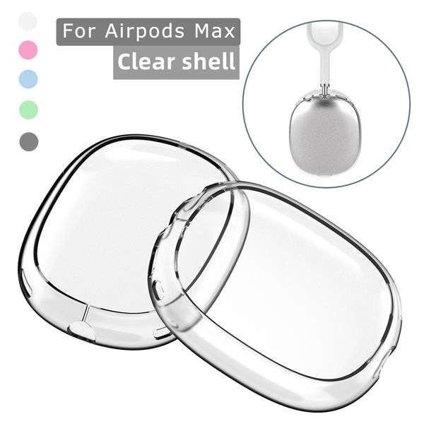 Klare Schale für Max Air Pods, Max-Kopfhörer-Zubehör, transparente TPU-Schale, solide Silikon-wasserdichte Schutzhülle, Maxs-Kopfhörer-Hüllen