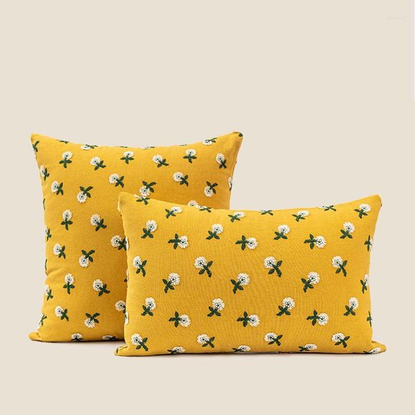 Cuscino rettangolo divano designer soggiorno kawaii elegante ricamo che abbraccia S moderno fiore giallo Cojines decorazioni per la casa