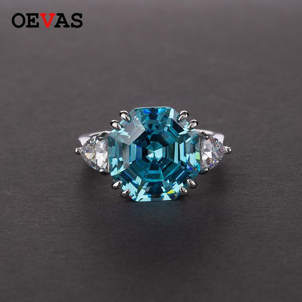 Anéis de casamento Oevas 100 925 Sterling Silver Criado Aqumarine Gemstone Noivado Anel de Ouro Branco Jóias Presente Atacado 230830