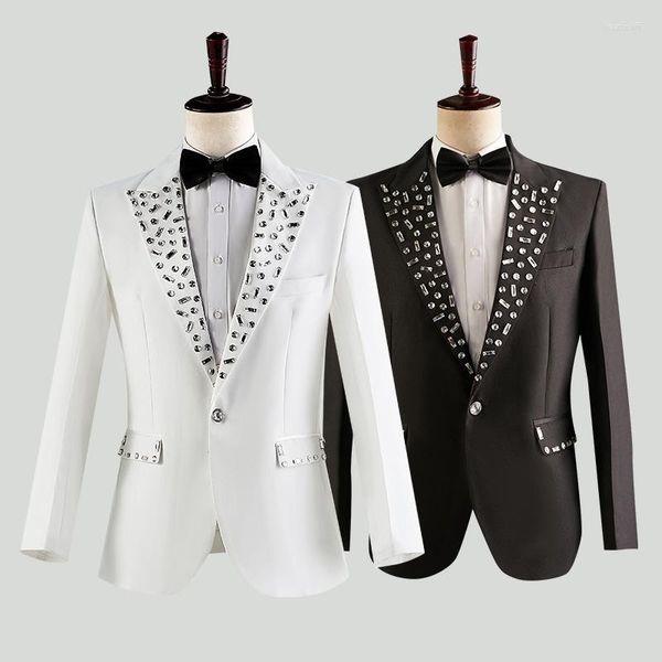 Herrenanzüge Business Männer Slim Fit 2 Stück mit Kristall spitze Revers Hochzeit Smoking Kostüm Homme Terno Masculino Prom Bräutigam Blazer