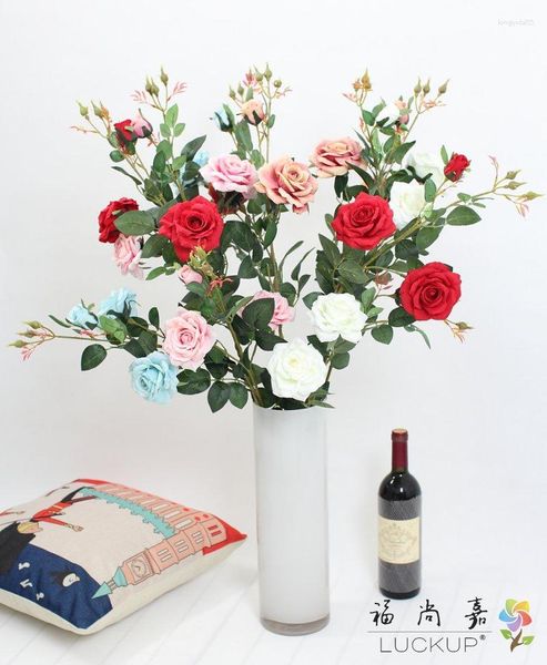 Fiori decorativi 1 PZ Bellissimo fiore artificiale finto 90 cm stelo lungo Rosa di seta Decorazione della casa di nozze Regalo 5 colori disponibili F460