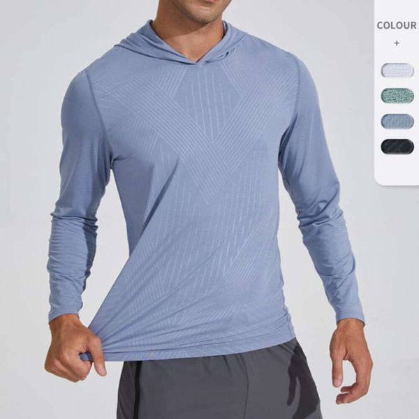 LL Мужская толстовка с капюшоном, быстросохнущая рубашка с длинными рукавами, футболки для тренировок и бега, дышащая компрессионная рубашка, топ для верховой езды