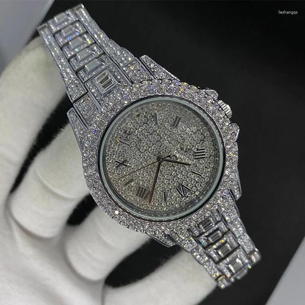 Orologi da polso Orologio da donna di lusso con diamanti pieni di lusso per donna Elegante orologio da polso in acciaio al quarzo di marca da donna Orologio da polso alla moda con zirconi in cristallo