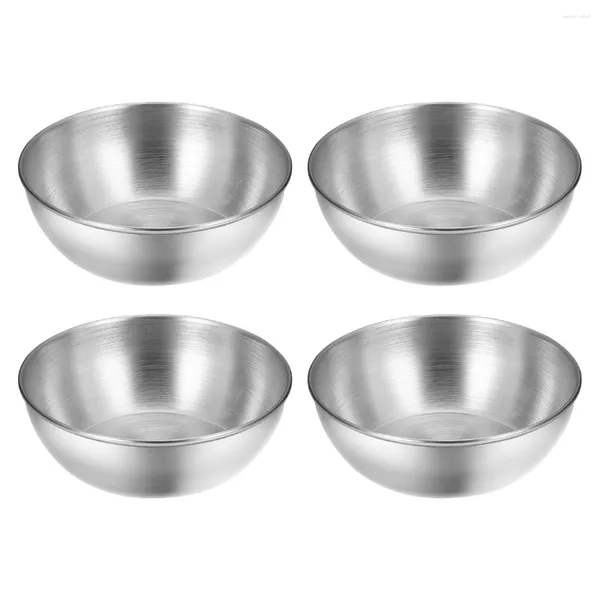 Pratos 4pcs Tigelas de Molho de Aço Inoxidável Pratos de Tempero Sushi Mergulhando Tigela Aperitivo Servindo Copos de Porção de Condimento Individual