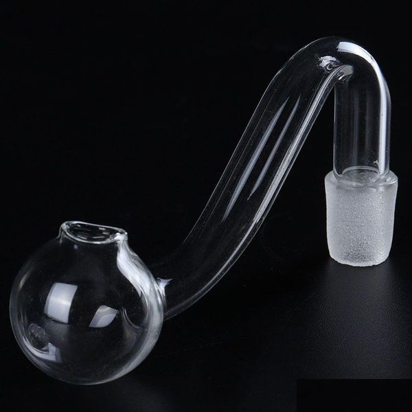 Rauchpfeifen Klar 10 mm Außenverbindung Dickes Pyrexglas Ölbrenner Rohr Tabak gebogene Schüssel Wasserpfeifen Adapter Bong Shisha Rohr Rauch Nagel Bu Dhews