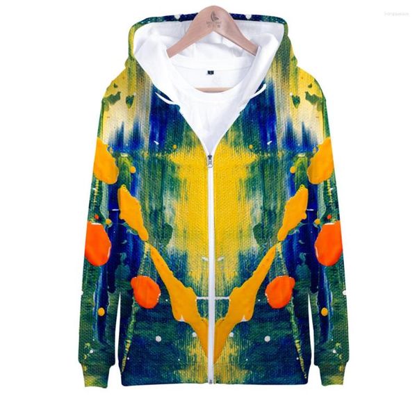 Felpe con cappuccio da donna Harajuku Pittura a olio Stampa 3D Felpa con cerniera con cerniera Zip-Up Carino Donna/Uomo Abbigliamento6-12