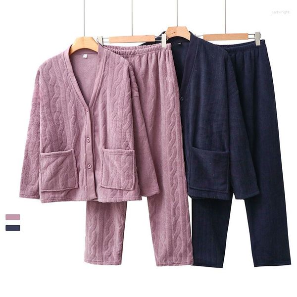 Damen-Nachtwäsche, 2023 Winter-Schneekorn-Samt, Korallen-Fleece, warme Strickjacke, Paar-Haus-Pyjama-Set, Ropa de Dormir-Pyjama für Damen und Herren