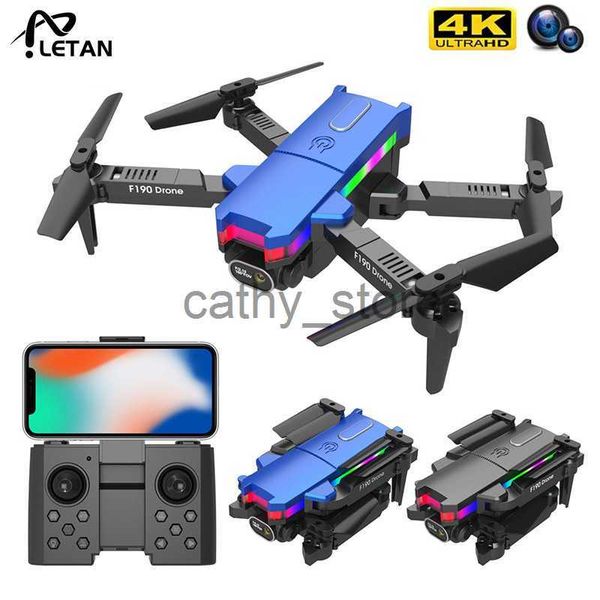 Simulatori F190 Mini Drone 4K HD Camera WIFI FPV Mantenimento di altitudine Pieghevole Quadcopter Luci colorate RC Elicottero Giocattoli Regalo x0831