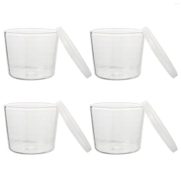 Geschirr-Sets Milchpuddingbecher Getränketrinken Mehrzweck-Glasbecher Snackbehälter Deckel