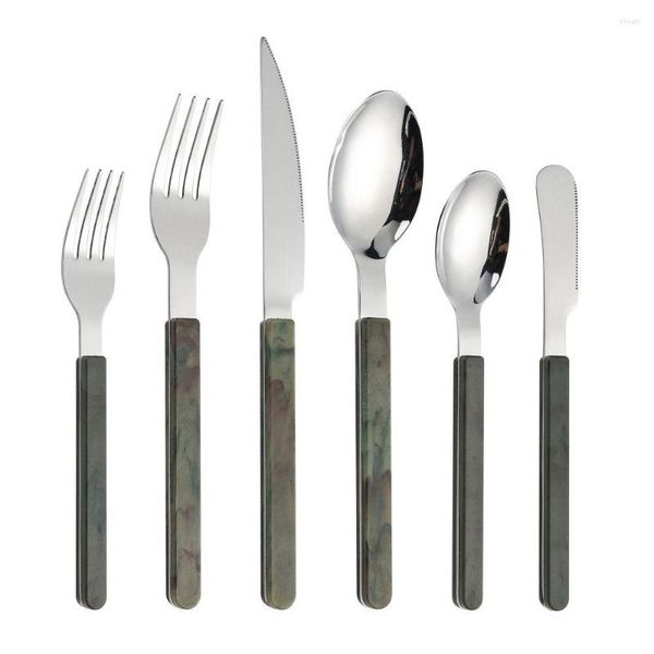 Учетный посуда набор китайского стиля кухня из нержавеющей стали столовые приборы столовые приборы ножи Форки ложки Set el Home стейк -нож десерт.