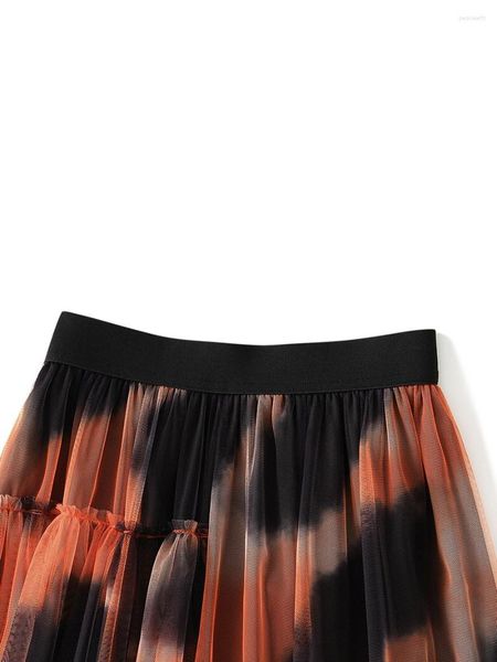 Saias Mulheres Cintura Alta Midi Long Tulle Tutu Lace Saia Halloween Renaissance Ruffle Uma Linha Em Camadas Plissadas