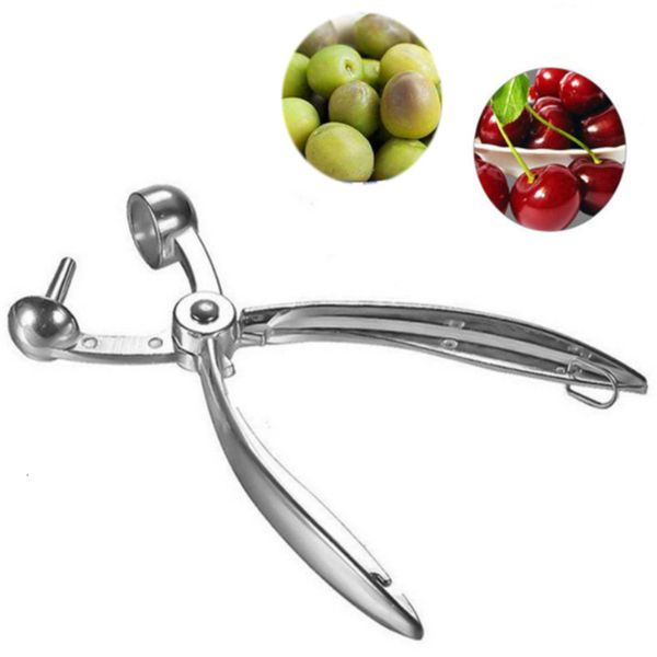 Ferramentas de frutas vegetais 1 PC Metal Alumínio Cereja Pitters Azeitonas Pitter Pits Fácil Remoção Núcleo Squeeze Grampo Semeador Criativo Ferramentas de Cozinha Quebra-Nozes 230831