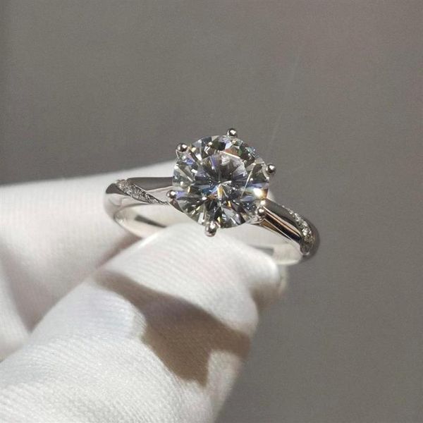Anéis de cluster genuíno 925 prata 18k branco banhado a ouro d cor moissanite anel brilhante corte 1 teste de diamante passou solitaire stone207s