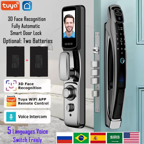 Türschlösser Wifi Tuya APP Gesichtserkennung Smart Lock mit Kamera Videoanruf Sprachgegensprechanlage Digital Automatisch 230830