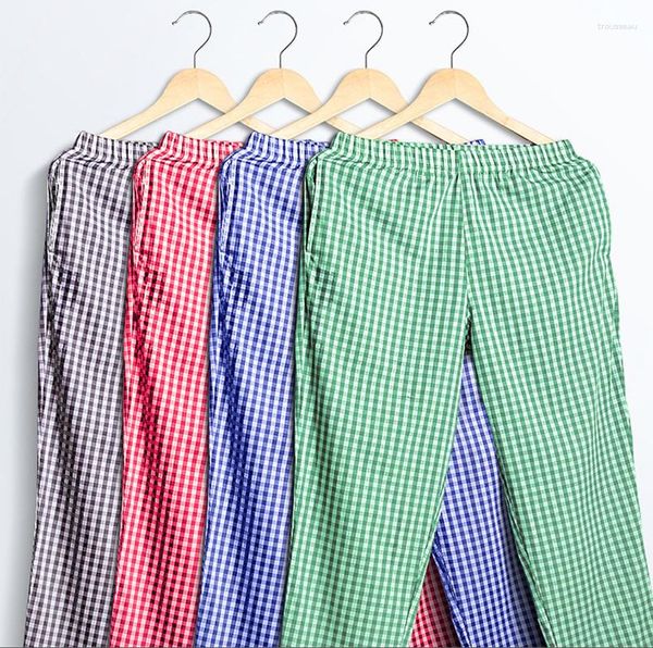 Homens sleepwear mens listrado perna longa algodão pijama sexy fino verão casual slpwear homewear calças soltas