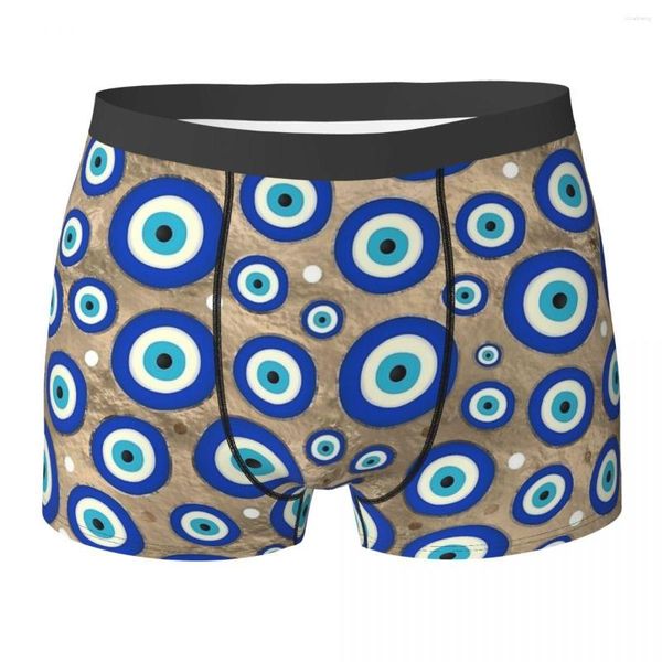 Unterhosen Herren Griechischer Böser Blick Muster Pastell Unterwäsche Mäander Ornament Lustige Boxershorts Shorts Höschen Homme Soft Plus Size