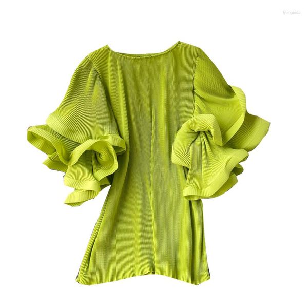 Рубашка для женской блузки Ins Design Sense Butterfly рукав свободный плиссированный женский летние твердые топы 2023 Tide Blouse