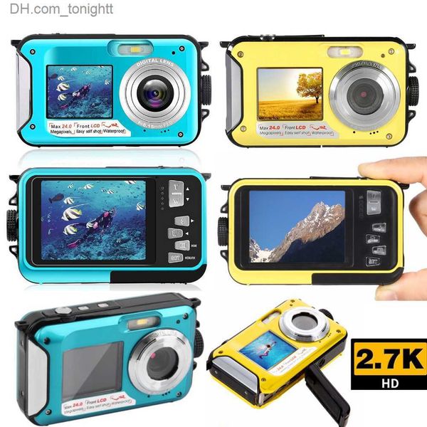 Filmadoras À Prova D 'Água Anti-Shake Câmera Digital 1080P Full HD Selfie Gravador de Vídeo para Gravação Subaquática DV Presente Q230831