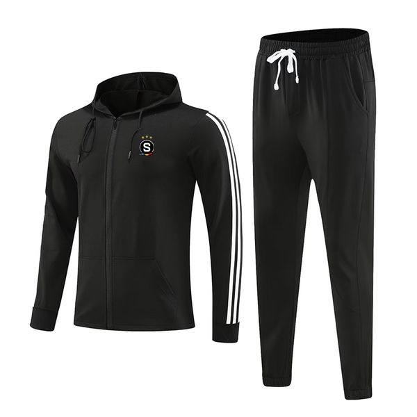 Tute da uomo AC Sparta Praha per sport all'aria aperta, abbigliamento caldo a maniche lunghe, cerniera completa, con cappuccio, tuta sportiva per il tempo libero a maniche lunghe