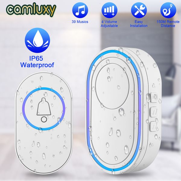 Telefones de porta de vídeo Camluxy Campainha sem fio 39 Música LED Flash Alarme de segurança ao ar livre IP65 à prova d'água Smart Home Kit de campainha inteligente 230830