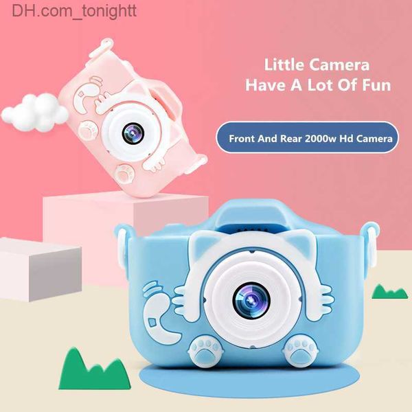 Kameralar Çocuklar Çocuklar 32GB TF Kart HD 1080p 2 inç sevimli kedi kameraları ile dijital kamera yerleşik oyun eğitim oyuncakları mini fotoğraf q230831