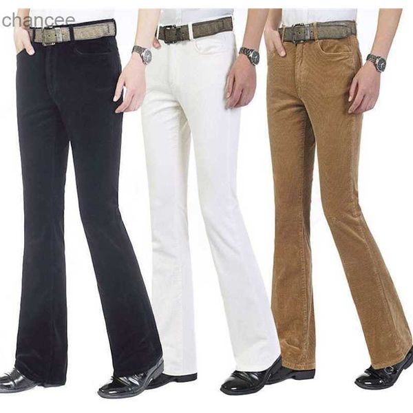 Mens Classic Corduroy Bell Bottom Flares Jeans Stretchy 60s 70s Bootcut Calças Calças LST230831