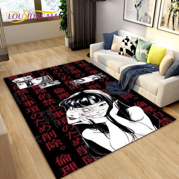 Tapetes Junji Ito Tomie Kawakami Ghost Area Rug Grande Tapete para Sala de estar Quarto Sofá Capacho Decoração Kid Tapete antiderrapante 230830