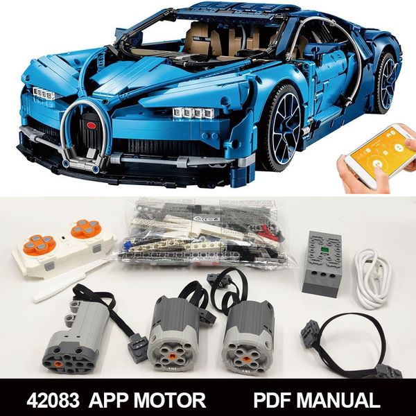 Araç Oyuncaklar Bugatti Chiron RC Modifikasyonu Motor Güç Fonksiyonu 42083 42125 42096 42110 42111 42115 MOC Yapı Taşları 230830