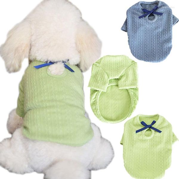 Köpek giyim kıyafetleri küçük orta köpekler yeşil örgü hoodies sweatshirt evcil hayvan giysileri yorumtie terrier köpek kedi tişört süveter kat